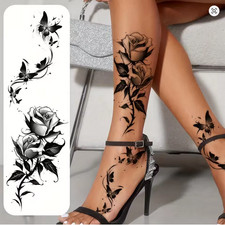 2pcs Waterproof Temporary Tattoo Sticker Flower Butterfly Fake Tatto Flash Tatoo