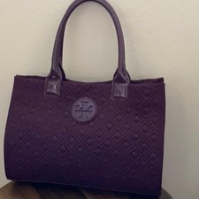 Tory Burch Marion Elegant Quilted Tote / Handbag- Wine Burgundy
