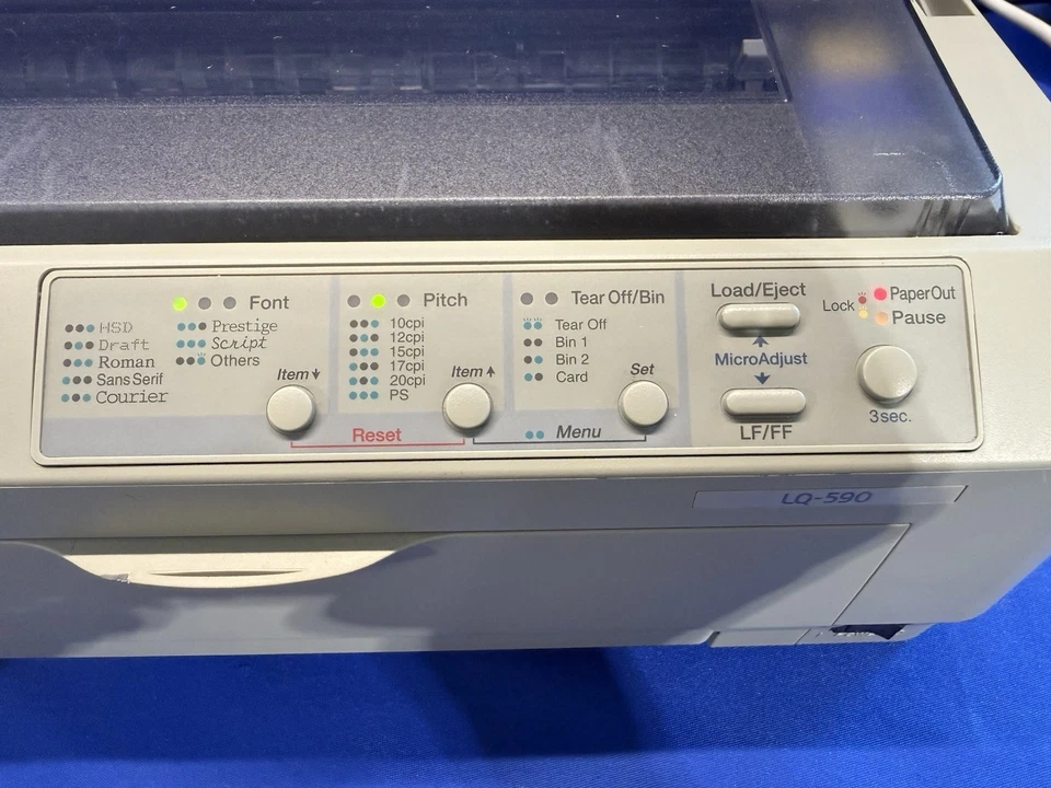 24-контактный матричный принтер Epson LQ-590 Impact Dot — печатный тест — прочтите описание - Изображение 2 из 4