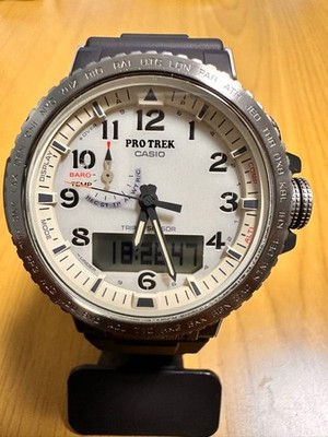 CASIO PRO TREK PRW-50Y Analog Digital Watch Solar Ivory Silver Dial