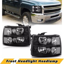 Set Black Headlights Clear Lens For 2007-2013 Chevy Silverado 1500 2500 3500 Set Black Headlights Clear Lens For 2007-2013 Chevy Silverado 1500 2500 3500