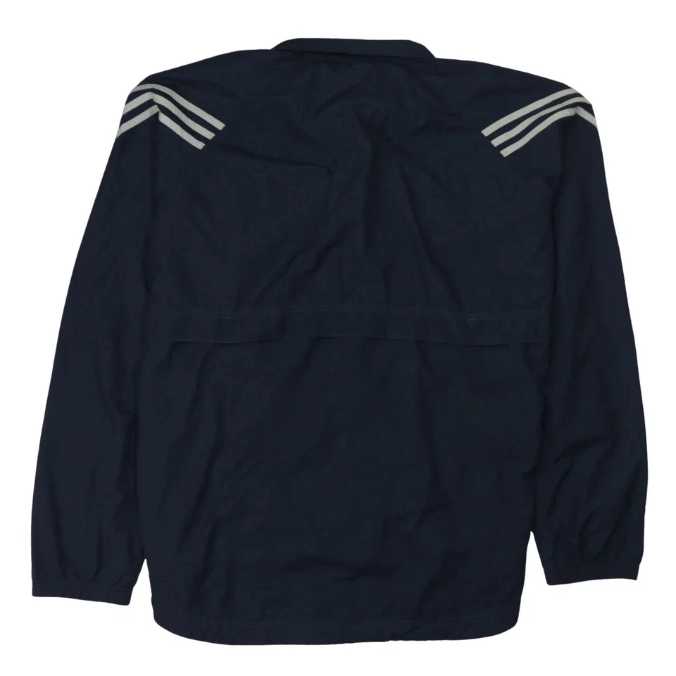 Adidas Navy Blue Windbreaker Jacket Women’s Large Three Stripe Sleeves Zip - Image 2 of 4