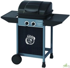BARBECUE BBQ A GAS PIETRA LAVICA BRACIERE COPERCHIO 97x45xh99 CM RUOTE ACCIAIO