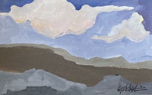 Original Acrylic Landscape Painting on Watercolor Paper Signed Contemporary Art
