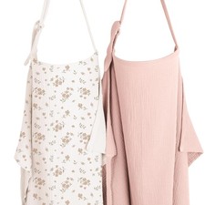 2-Pack Muslin Nursing Cover Up for Breastfeeding Moms with Rigid Hoop, 100 C...
