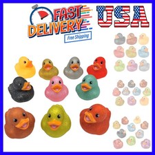 Colorful Glitter Rubber Duckies 2" Assorted Neon Color Squeaky Ducks Ducky Du...