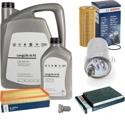 BOSCH Inspektionspaket 6 L VW Motoröl 0W-30 Longlife III FE für Seat Toledo II - Bild 1 von 4