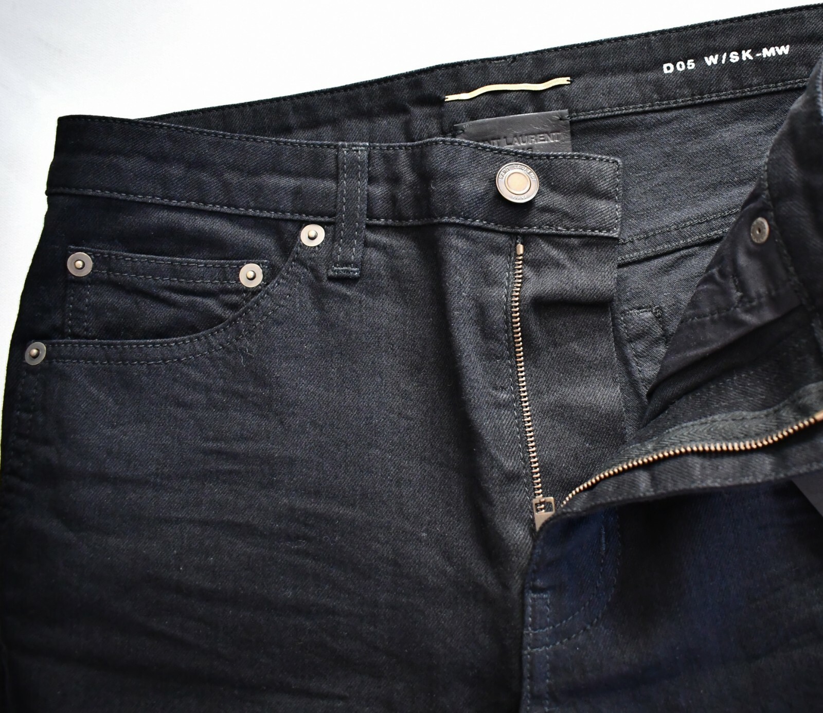 ️ SAINT LAURENT Paris D05 con SK MW Jeans neri skinny taglia media 30