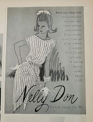 1964 Nelly Don Women's Long Line Look Striped Dress vintage