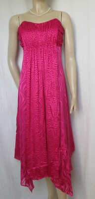 Abendkleid 40 pink rosa Hochzeit Seide Cocktail Abschlussball Fest Monsoon Kleid