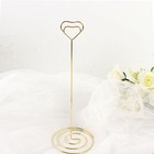 10 Gold 8" Metal Table Number Sign Holder Stands Heart PLACE CAR CLIPS Events