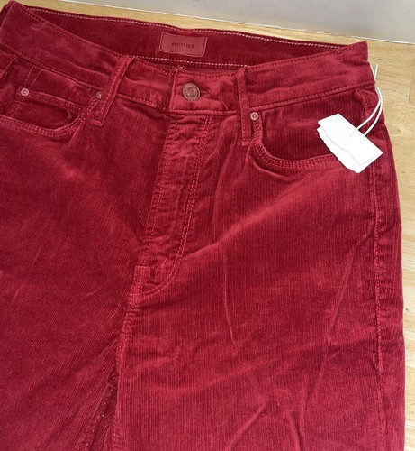 NWT MOTHER THE MIDRISE DAZZLER ANKLE Straight Slim Jeans Garnet Red Cords-25 1 - Picture 7 of 12
