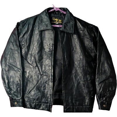 Leather And Soul Genuine Women's Lady's Leather Jacket Black Zip Up Has Wear