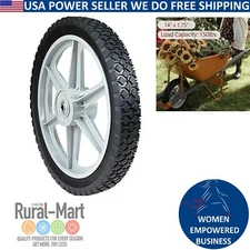 14 x 1.75 Lawn Mower Yard Cart Dolly Spoked Plastic Wheel Load Capacity 150 lbs