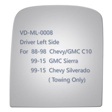 Replacement Mirror Glass For 1999-15 GMC Sierra Chevy Silverado Driver Left Side