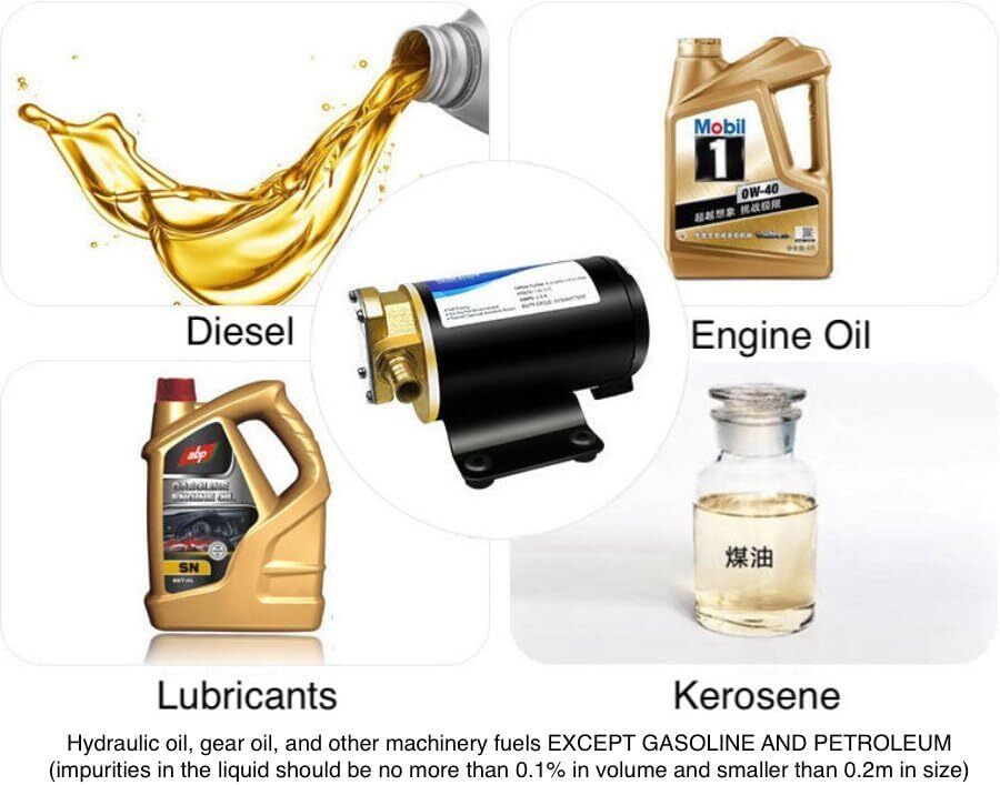 12V Oil Transfer Pump – 3.2 GPM For Diesel, Engine Oil, Gear Oil – Portable Self-Priming Pump For Marine Or Machinery