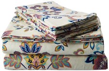 200gsm Abstract Paisley Printed Deep Pocket Flannel Sheet Set4 Cs Queen Multicol
