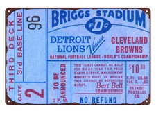 1957 football Championship Game Ticket Stub tin sign Lions vs