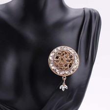 Stylish High Quality Rhinestone Round Pin Elegant Women Jewelry Brooch Badges