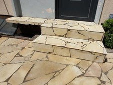 55m² Bodenplatten 0,8-1,2cm  Terrassenplatten Kalkstein Polygonalplatten Garten