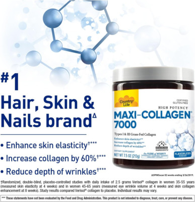 Maxi-Collagen 7000 Powder - Verisol Bioactive Collagen Peptides, Vitamin C, a...