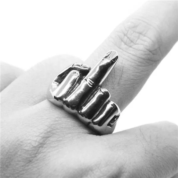 FTW Middle Finger Rings 316L Stainless Steel Silver Color Unisex Finger Ring