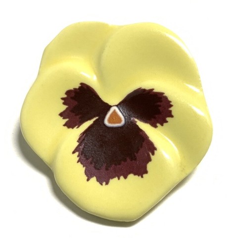Avon Ceramic Yellow Pansy Flower Brooch JA117
