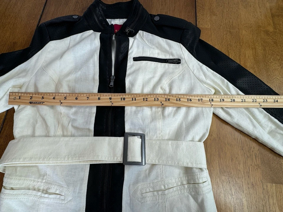G.I.L.I. Chaqueta Moto Talla 8 Imitación Cuero Negra Y Línea Blanca con Cinturón Extraíble Foto 4 de 4