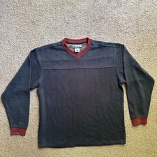 Columbia Sweater Mens Large V Neck Long Sleeve Grey Pullover Ribbed