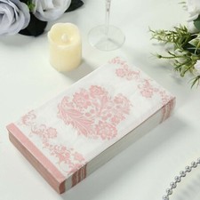 50 WHITE PINK Paper Dinner Napkins in French Toile Floral Pattern Decorations