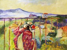 Dream-art Oil painting On-the-balcony-Henri-Lebasque-oil-painting landscape art