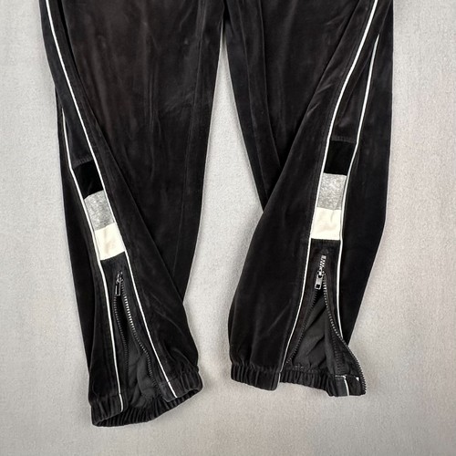 VTG Koman Velour Jogger Pants M Black Baggy Y2K Heavyweight Zip Ankles Pockets - Picture 4 of 15