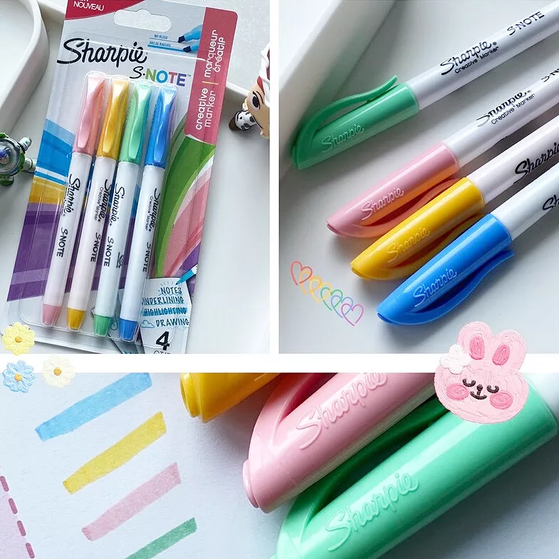 Sharpie S Note Creative Marker Pen Highlight Pastel 1.0mm Pack 4