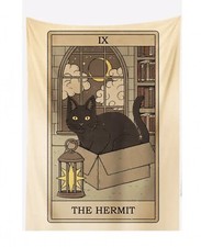 THE HERMIT CAT TAROT WALL TAPESTRY ~ WALL HANGING ~ WITCH WALL ART  ~ PAGAN
