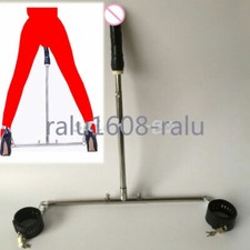 Open Leg Stainless Steel Spreader Bar Lether Restraints Ankle Fixator Plugs New