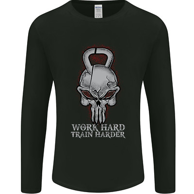 Work Hard Train Harder Training Top Workout Mens Long Sleeve T-Shirt