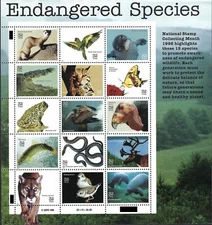 US #3105 MNH M/S 1996 Endangered Species Crocodile Ocelot Toad [Pos 1 S4444]