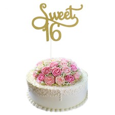 1pc Sweet 16 Gold Cake Topper 16th Birthday Party Themes