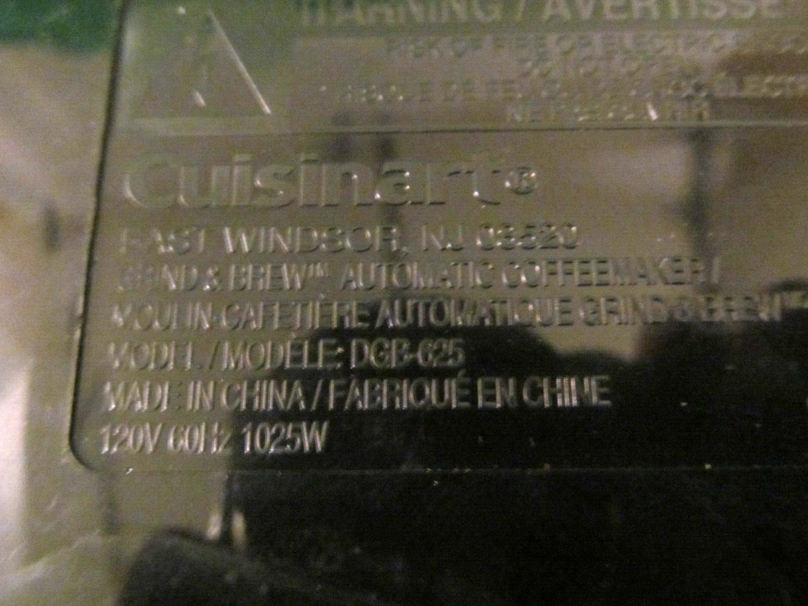 Cuisinart Coffee Maker replacement part for DGB-625 ~ grinder lid switch cut off