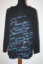Cacique Sz 14-16 Exotic Islands Hoodie Sweatshirt Pullover Black Cotton