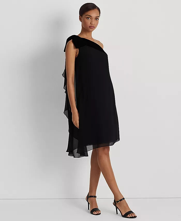 ワンピース LAUREN RALPH LAUREN DRESS Lauren Ralph Lauren Women's One-Shoulder Metallic Chiffon