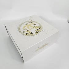 Authentic CHANEL Holiday Square Empty Gift Box Container 8.5"x8.5"x3.75" White