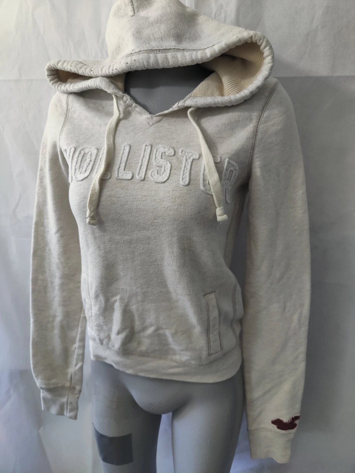 OFF WHITE Felpa con cappuccio Hollister Off bianca con cappuccio avorio pullover taglia JRS S