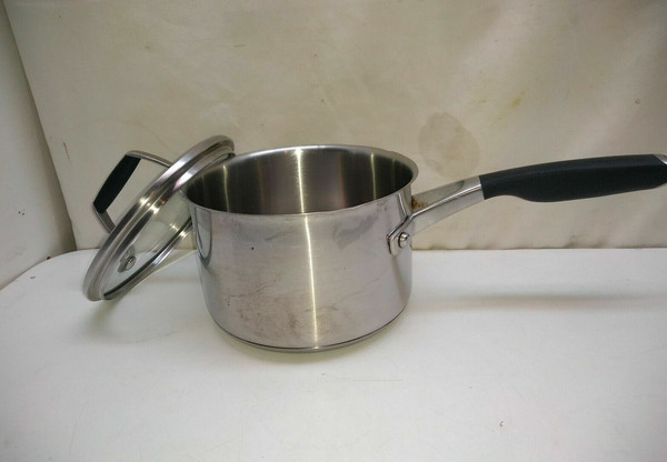 Cacerola Calphalon 1,5 Qt lista para inducción mantequilla inoxidable salsa olla y tapa