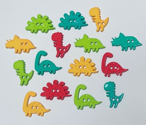 10 Dinosaur Buttons Plastic Dinosaurs Asst Colour Novelty A25-8 AUSSIE SELLER - Picture 2 of 6