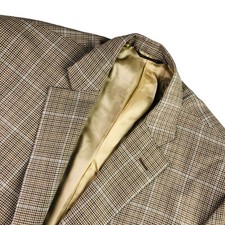 Trussini Men  s 100 Wool 2-Button Blazer Jacket Brown Windowpane   Italy   50 R