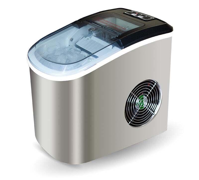 Stainless Steel Portable Ice Maker Compact Countertop Ice Cube Machine