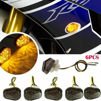 6 Pcs Smoke Flush Mount LED Turn Signal Light Blinker For Yamaha YZF R1 R6 R6S