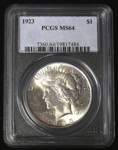 1923 MS-64 PCGS PEACE DOLLAR, VERY NICE COIN, SEE PICTURES