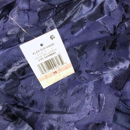 NWT! Size: 10 Alex Evenings Floral Burnout Fil Coupé Dress in Navy - Picture 4 of 5